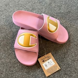 Champion Women’s 10 Orchid and Gold Slides